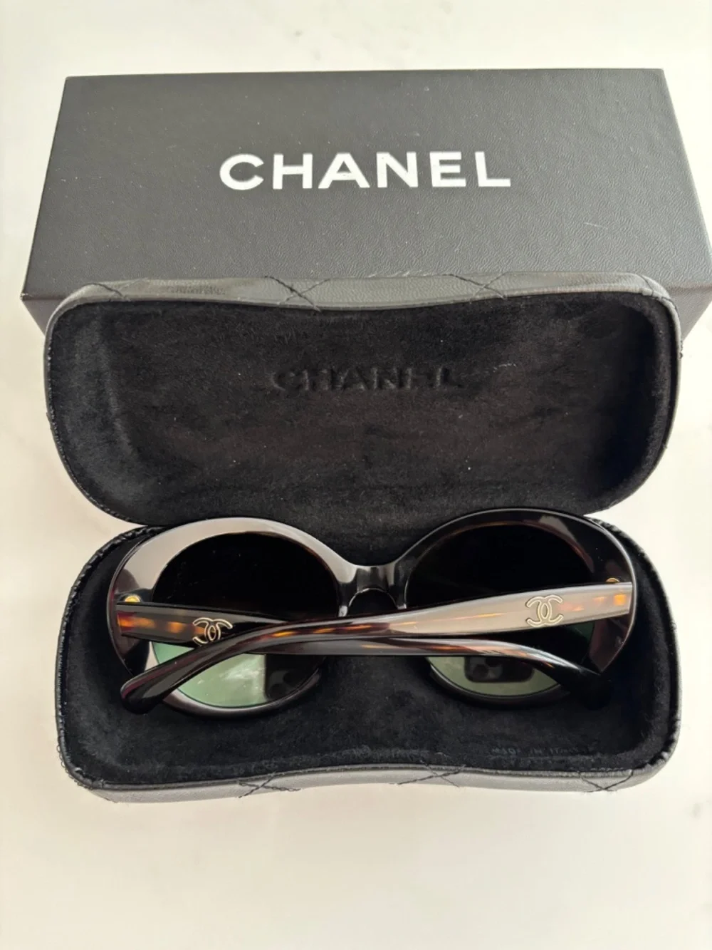 CHANEL Tortoise Shell Oversized Frame Gradient Tint Sunglasses